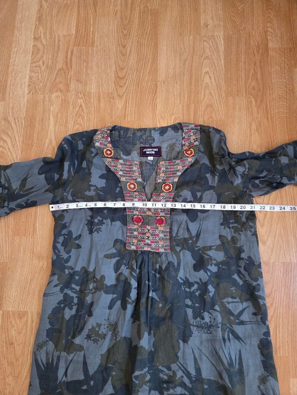 🦋JOHNNY WAS 🦋 Botanical Flare Sleeve Tunic Embroidered Dress - [Small] - Picture 9 of 11